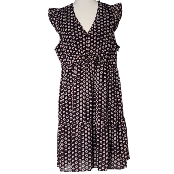 J. Crew Black,White,and Ref Ruffled Tiered Sundress | Sz 14 - Picture 1 of 8